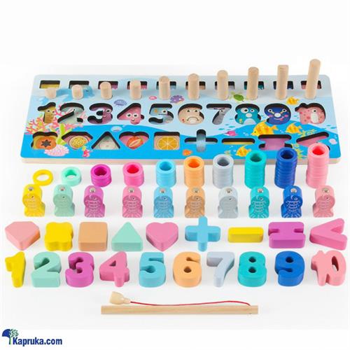 Five In One Fishing Log Board, Wooden Educational Toy, Lean Numbers And Shapes - ETD2105