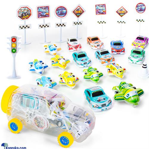 Kids Mini Car Collection - 16 Mini Pull Back Toy Vehicles In A Big Car Bottle - Birthday Gift For Boys And Girls