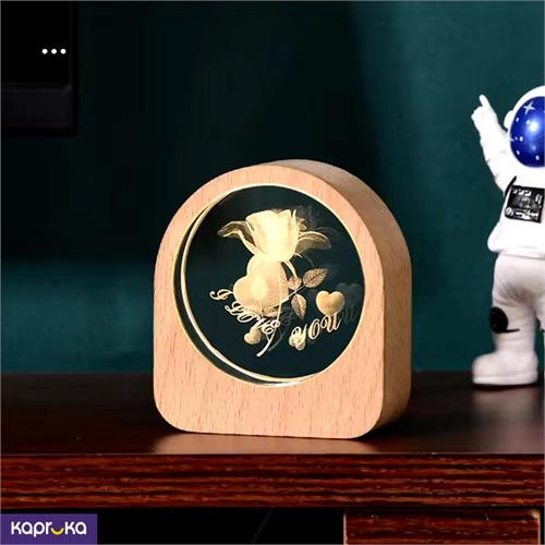 Love Blossom Galaxy Night Lamp With Wooden Base