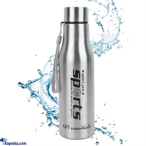 Silver Sports Water Bottle With Hanging Stripe Stainless Steel Water Bottle 750ml