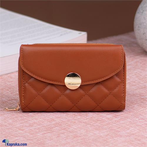 Slim Small Wallet With Zipper Coin Pocket - Brown