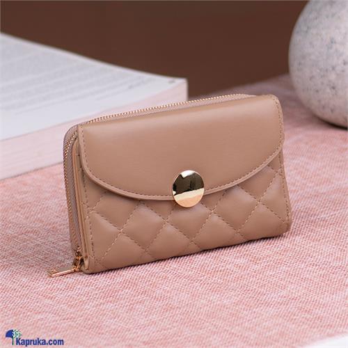 Slim Small Wallet With Zipper Coin Pocket - Coffee Brown