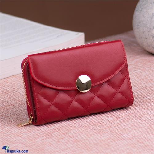 Slim Small Wallet With Zipper Coin Pocket - Red