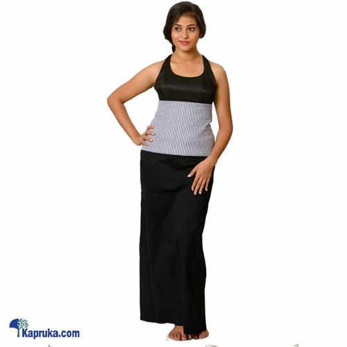 Linen Black Lungi With White And Black Stripe Blouse Materiel - XL