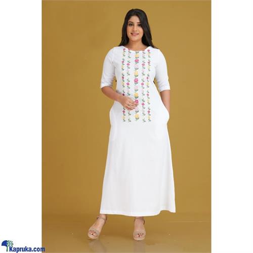 Linen Multi- Coloured Embroidery Dress