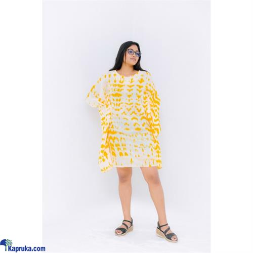 Yellow, Mid Length, Tie Dye Kaftan P001