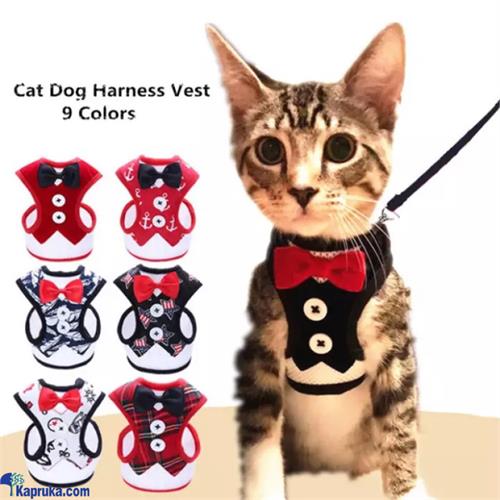 Bow Tie Tuxedo Nylon Cat Puppy Vest Suit Harness Outdoor Walking Leash