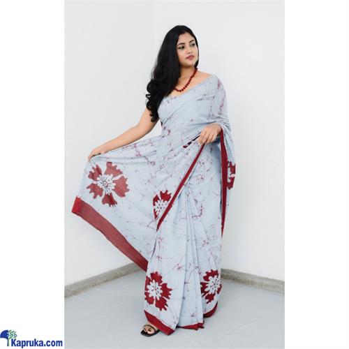 Light Blue And Maroon Handmade Batik Saree D021