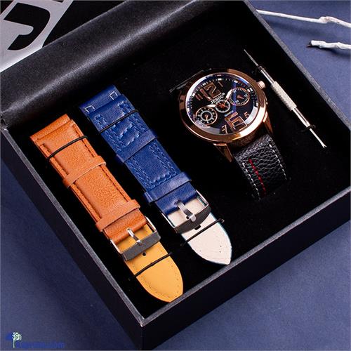 Gents Bronze Dial Watch With Dual Interchangeable Straps