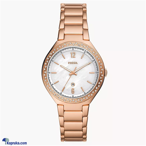 Fossil Ashtyn Three- Hand Date Rose Gold- Tone Stainless Steel Watch BQ3841 - Watches