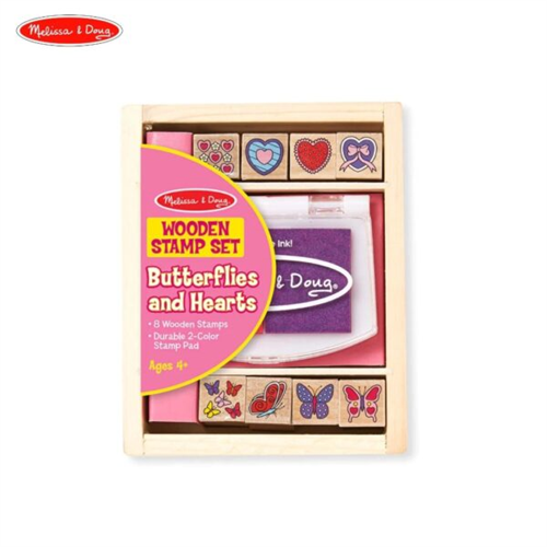 Melissa & Doug Wooden Stamp Set Butterflies and Hearts MD2415