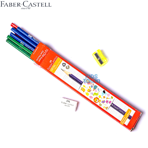 Faber-Castell 10 Ole Pencils With Eraser, Sharpener FC1000-01BB