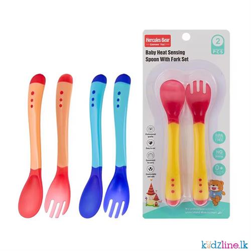 2pcs/set Temperature Sensing Spoon Fork For Baby