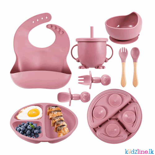 8pcs Silicone Baby Feeding Set