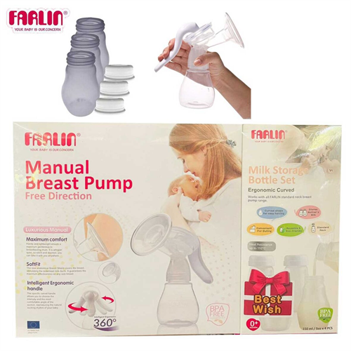 Farlin Manual Breast Pump With Milk Storage Bottle Set