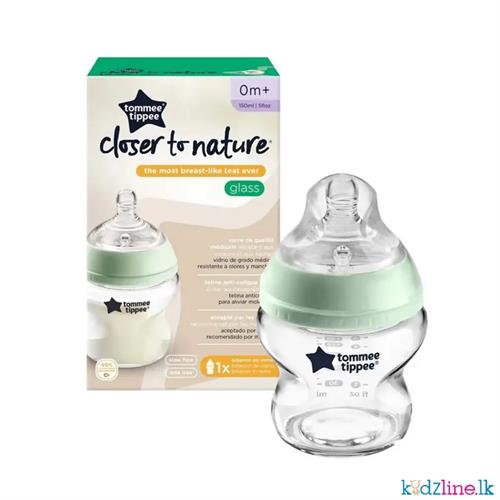 Tommee Tippee 150ml Anti-Colic Glass Bottle 0m+ with Slow Teat Pure Feeding, Gentle Start