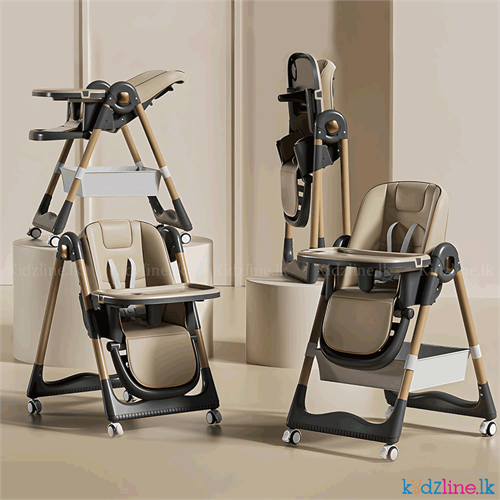 3 in 1 High Chair Baby Feeding Chair with 8 Height Adjustable Safety Belt & Wheels