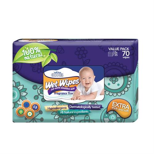 VELONA CUDDLES WET WIPES WITH FRAGRANCE 70PCS PACK