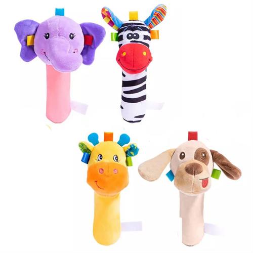 4 Pcs SOZZY Soft Animal Toy Rattle Set