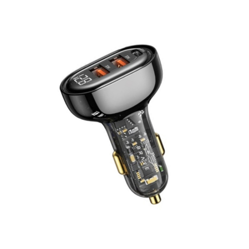 Brave B-22 80W 3 Ports Transparent Digital Display PD & Dual Q3.0 Fast Car Charger