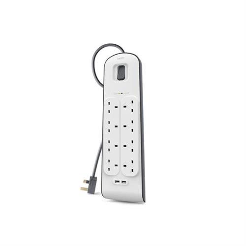 Belkin SurgePlus 2.4 Amp 2 USB + 8-Outlet Surge Protection Strip