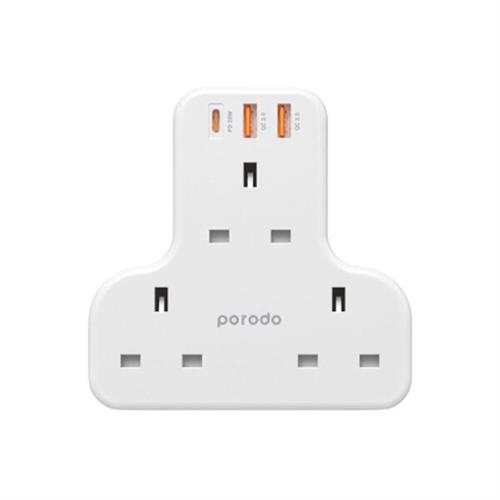 Porodo 3 AC Outlet + Fast Charging USB Multi-Port Wall Socket