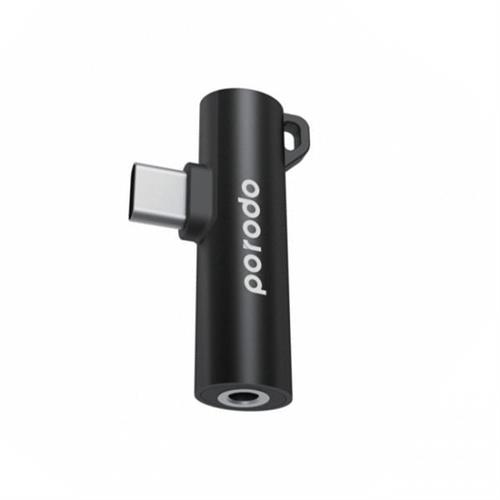 Porodo 2A Dual Port Type-C and 3.5mm Adapter