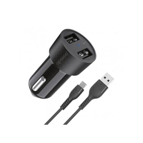 Porodo 3.4A Dual USB Car Charger with Micro USB Cable