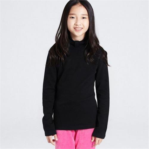 Girls High Neck T Shirt Black