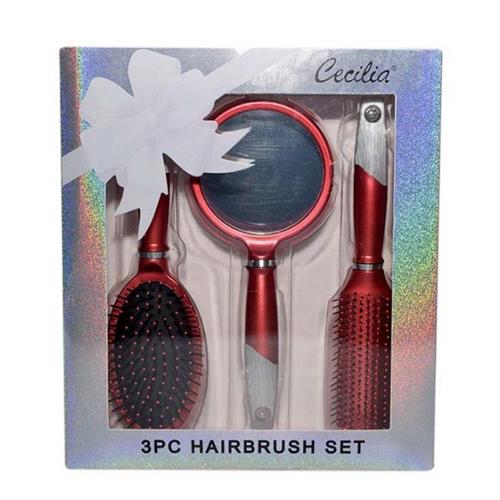 Cecilia 3pc Hair Brush and Mirror Set