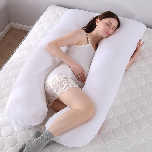 100% Cotton Satin Striped White Pregnancy Pillow