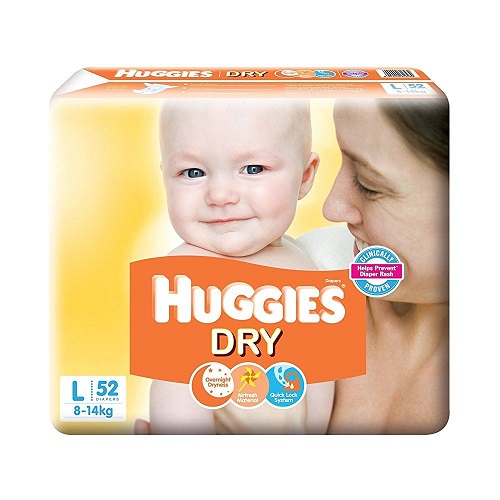 Huggies New Dry Taped Diapers Size L 52 Pcs Pack