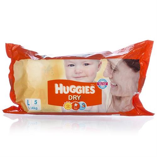 Huggies New Dry Taped Diapers Size L 5 Pcs Pack
