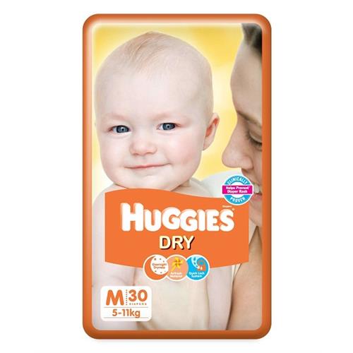 Huggies New Dry Taped Diapers Size M 30 Pcs Pack