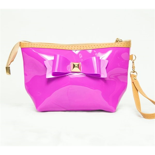 Women Purple Chic Bow Design Clutch Bag