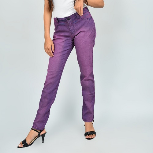 GLO Womens Stylish Slim Fit Denim Pant Purple