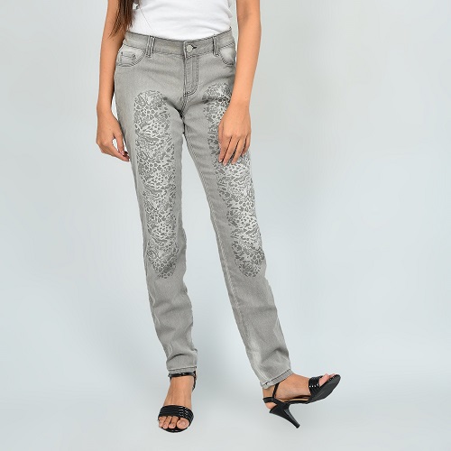 GLO Womens Stylish Slim Fit Denim Pant Grey