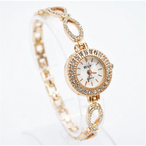 Ladies Rhinestone Quartz Gold Wristwatch