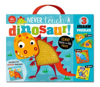 NEVER TOUCH A DINOSAUR - BOOK AND PUZZLES