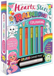 HEARTS STARS RAINBOWS COLOURING