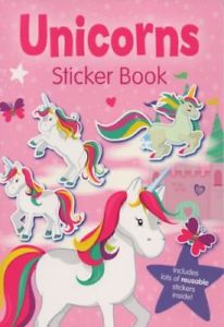 UNICORNS STICKER BOOK REUSABLE STICKERS COLOURING