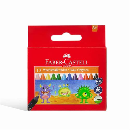 CRAYONS - REGULAR WAX 12 75MM FABER CASTELL