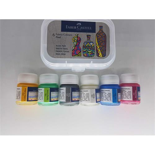 FABRIC COLOUR - ACRYLIC COLOURS SET OF 6 FABER CASTELL