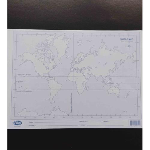 ATL PAPER MAP WORLD COUNTRI 100 SH - 0040