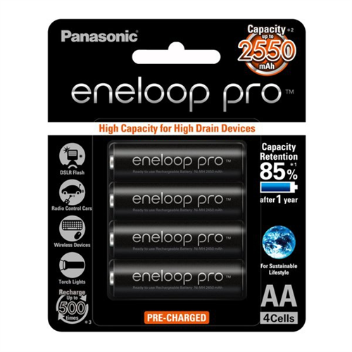 Panasonic Eneloop Pro AA Rechargeable Battery 4 PCS (2550 mAh)