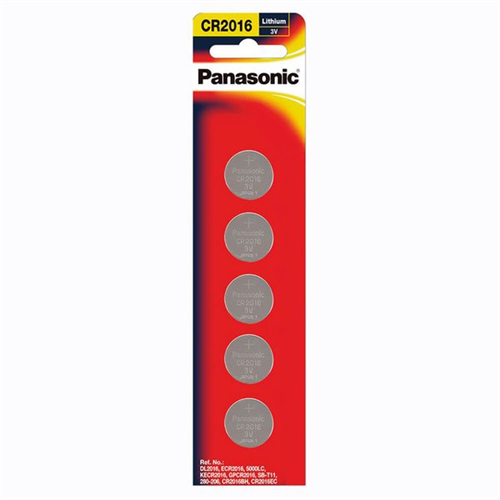 Panasonic Lithium Coin (CR-2016) 5 PCS Battery Pack (3V)