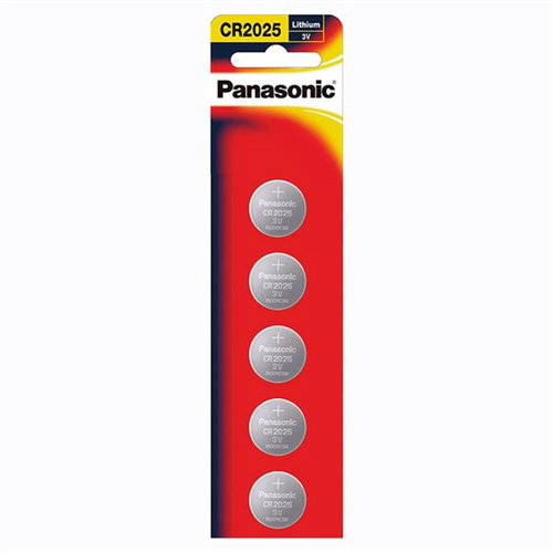 Panasonic Lithium Coin (CR-2025) 5 PCS Battery Pack (3V)