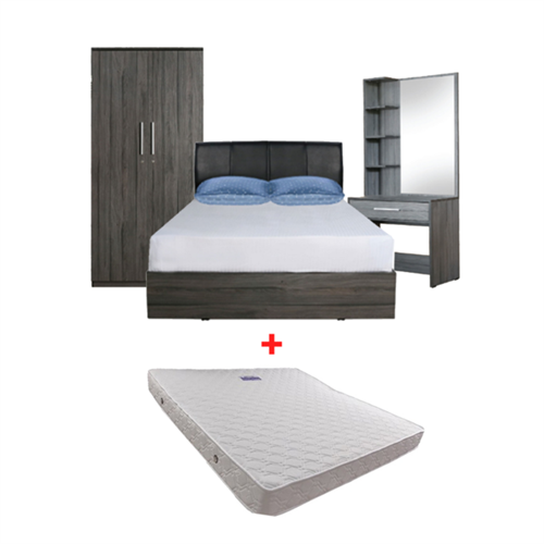 Sheriff Bedroom Set + Petal Spring Mattress (75" x 60" x 7")