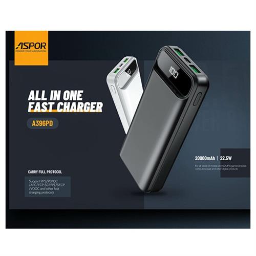 Aspor A396 20000mah Powerbank - Black