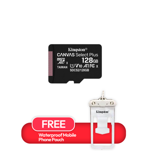 Kingston DataTraveler Canvas Select Plus microSD - 128GB + Free Waterproof Mobile Phone Pouch